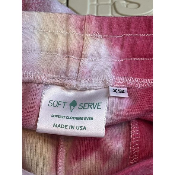 Soft Serve SweatPants Womens XS Pink Tie Dye Cloud Cotton Drawstring Waist - Picture 5 of 7